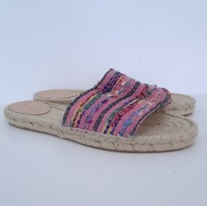 J Crew Embroider Valencia Fabric Espadrille Slides size 8